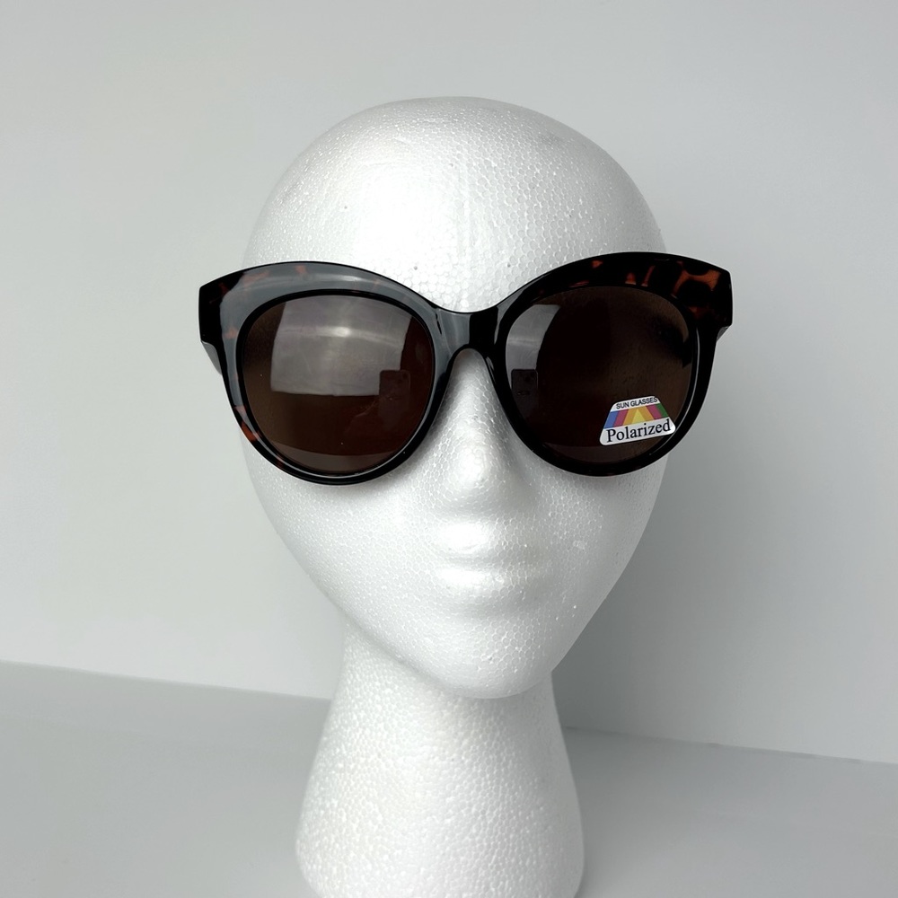 Sunglasses Women's Leopard/Brown Oversized Polarized Cat Eye Shades NEW
